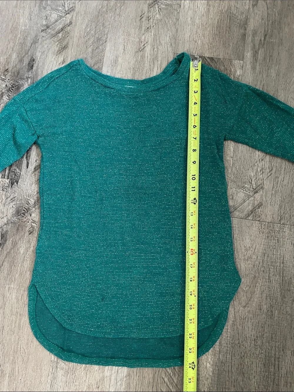 Old Navy Teal Metallic-Knit 3/4  Sleeve Top